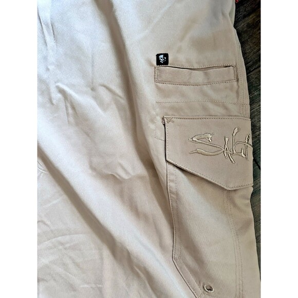 Salt Life Men's Hybrid SLX-QD Performance 10" Cargo Shorts Taupe Beige 30 - Picture 9 of 10
